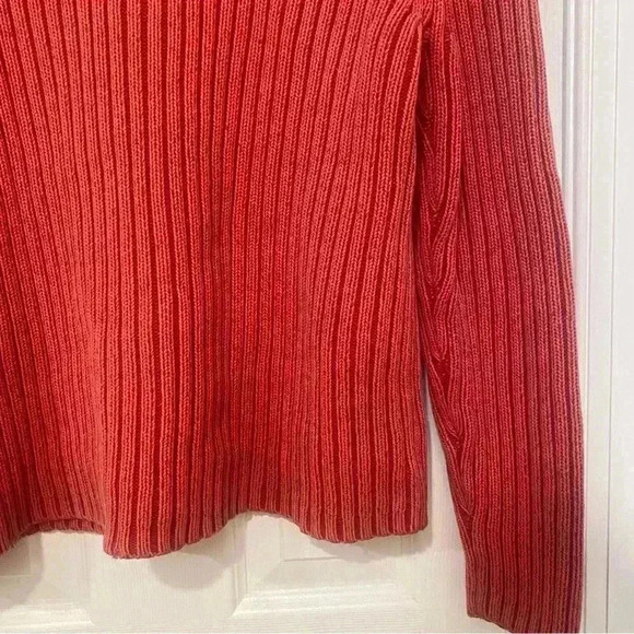 Vintage Eddie Bauer Nantucket Red 100% Cotton Ribbed Turtleneck  Sweater Size L - Picture 3 of 7